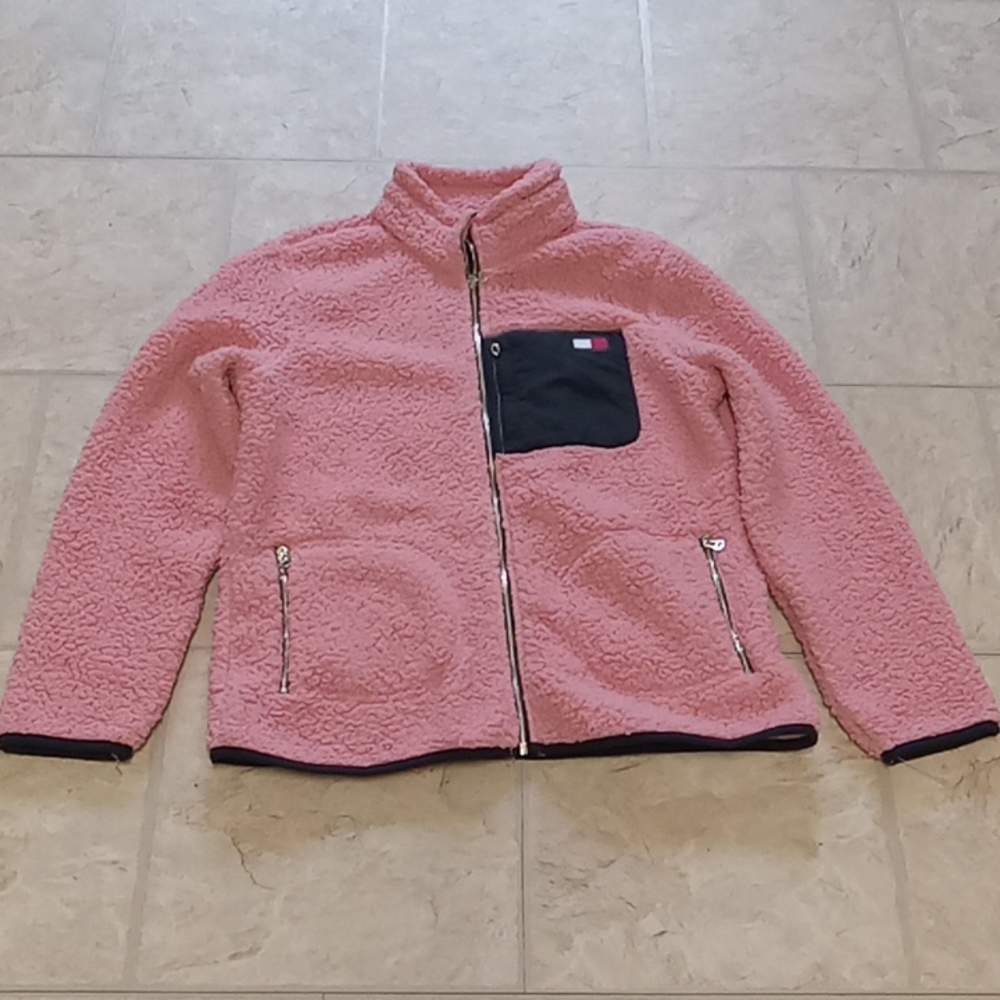 Ladies Tommy Hilfiger Pink Faux Fur Jacket Size Large NWT